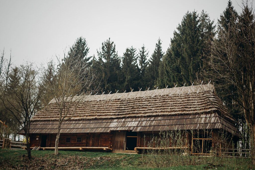 Rustic, wooden barn at countryside farm